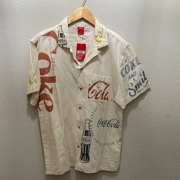 Coca Cola Cream and Red Button Down Shirt - Picture 7 of 11